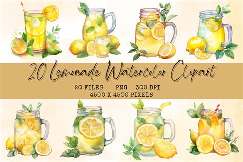 Lemonade Watercolor Clipart Graphic By Jinnyclipart Creative Fabrica