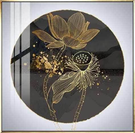 新中式装饰画（高清喷绘，晶瓷画） Gold Art Painting Boho Painting Concept Art Drawing