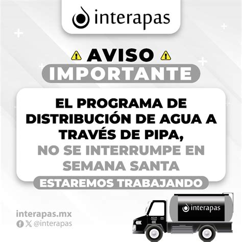 Interapas informa que el programa de distribución de agua en pipa se