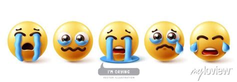 Emoji Crying Emoticon Characters Vector Set Emojis Emoticons Wall