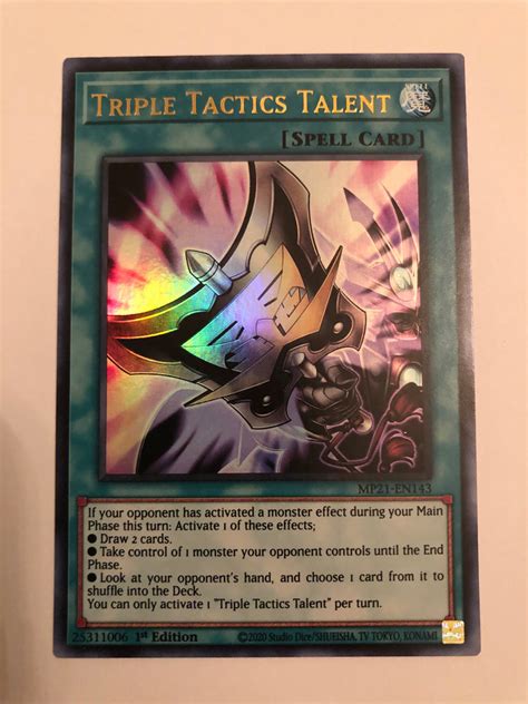 Exclusivo en línea 3x Yugioh Triple Tactic Talent MP21 1st Edición