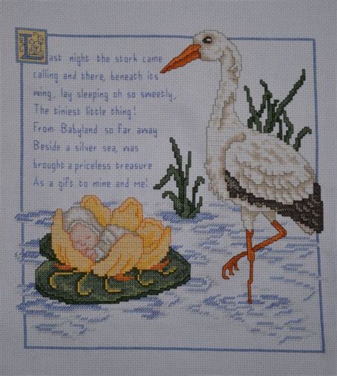 Lily Pond Birth Announcement Finished Counted Cross Stitch Etsy