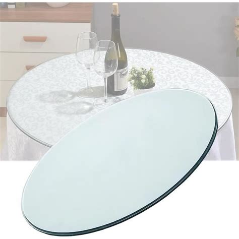 Plateau De Table Rond En Verre Clair Et Transparent Résistant Aux