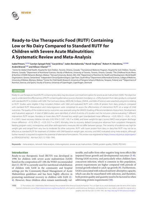 Pdf Ready To Use Therapeutic Food Rutf Containing Low Or No Dairy