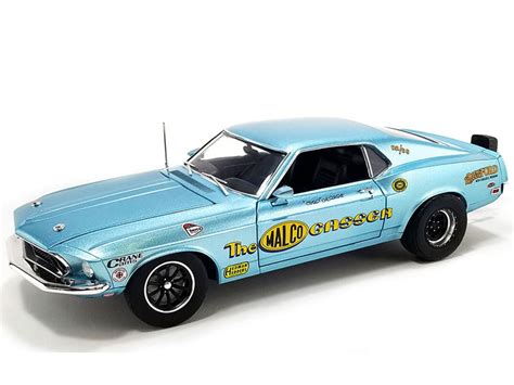 Acme A1801858 1969 Ford Mustang Boss 429 Gasser Drag Outlaws 1 18 Blue Bt Diecast