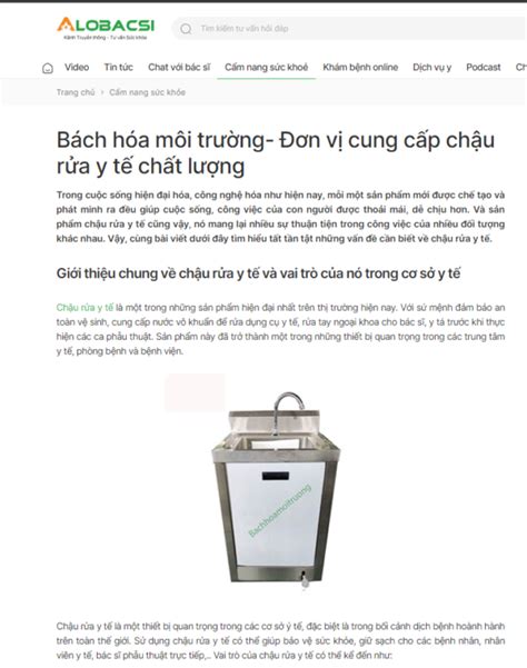 Báo Alo Bác Sỹ chia sẻ về sản phẩm Chậu rửa tay y tế