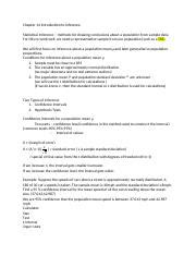 Introduction To Statistical Inference Confidence Intervals And