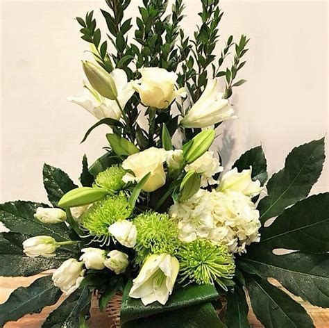 White Lilies And Roses Sympathy Arrangement