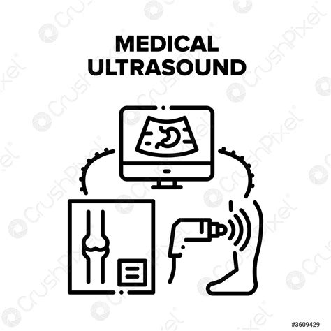 Medical Ultrasound Device Vector Black Illustration Stock Vector