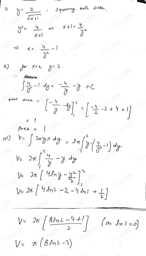 Solved 9 The Diagram Shows The Line Y 1 And Part Of The Curve Y 2 Sqrt X 1 I Show That