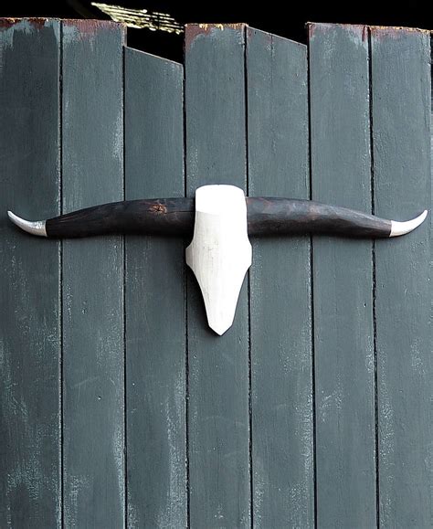 One Off Cattle Skull Wall Decor Blackened Horned