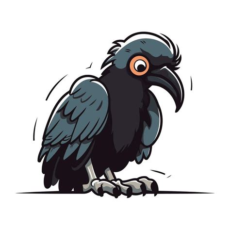 Black Crow Isolated On White Background Vector Illustration EPS 10