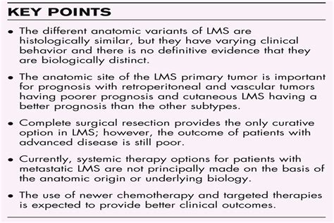 Diagnosis Prognosis And Management Of Leiomyosarcoma Rec