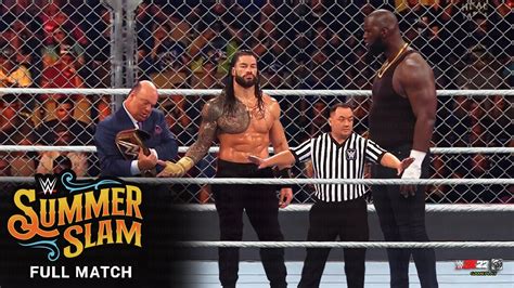 Full Match Roman Reigns Vs Omos Steel Cage Match Summerslam