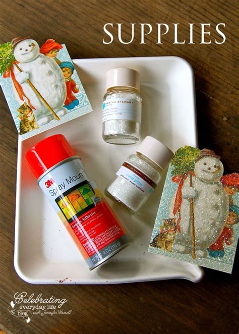 Vintage Inspired DIY Glitter Christmas Card Project {Easy Christmas Craft}