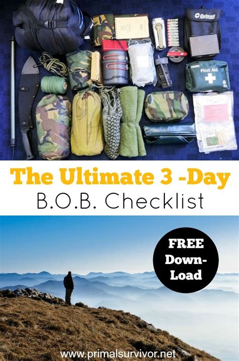 The Ultimate 3 Day Bug Out Bag Checklist Free Download Survival Bag Bug Out Bag Prepper