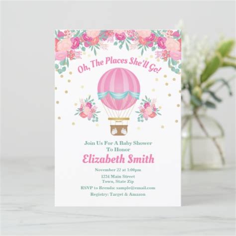 Hot Air Balloon Baby Shower Invitation Zazzle