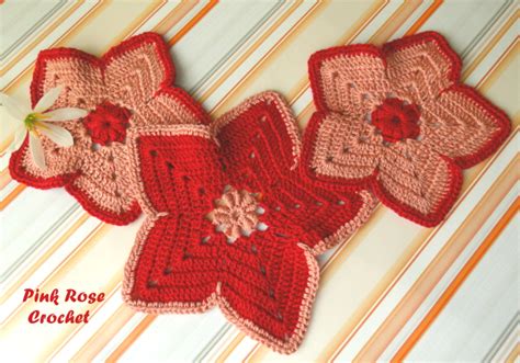 Pink Rose Crochet Centrinhos Estrela Vintage Star