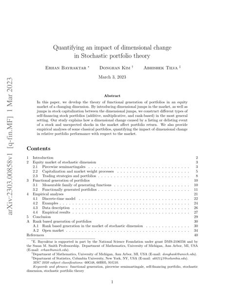 Pdf Quantifying An Impact Of Dimensional Change In Stochastic