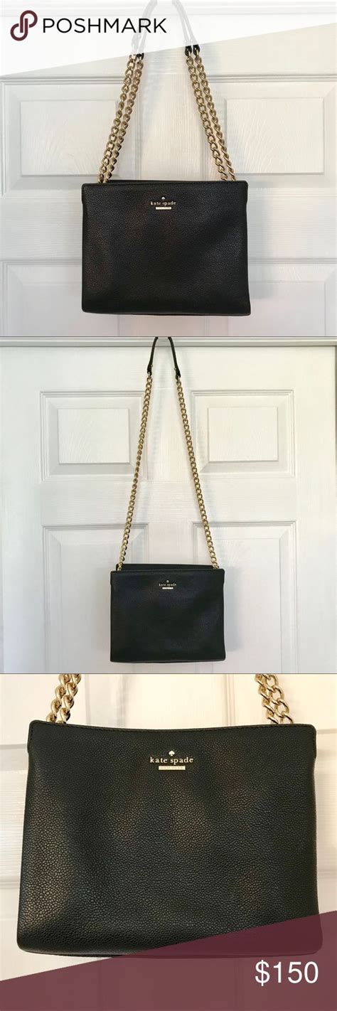 Kate Spade Black Leather Chain Strap Purse Chain Strap Purse Leather