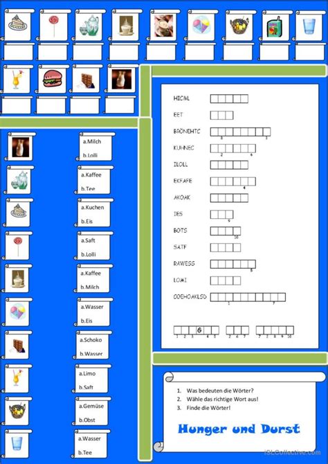 Hunger Und Durst Deutsch Daf Arbeitsbl Tter Pdf Doc