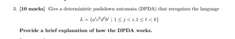 Solved Marks Give A Deterministic Pushdown Automata Chegg