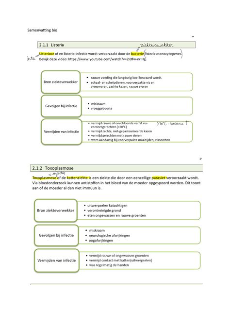 Ziektes Bio Samenvatting Biologie Samenvatting Bio Studocu