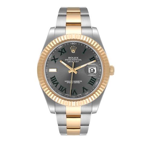 Rolex Datejust Ii Steel Yellow Gold Wimbledon Dial Mens Watch