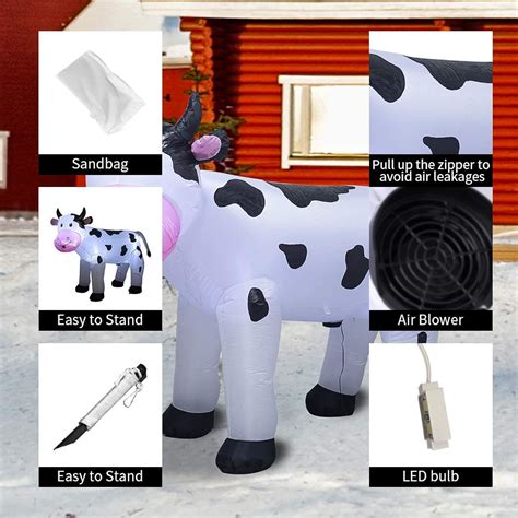 Ft Christmas Inflatable Cow Decoration With Led Lights Indoor Outdoor