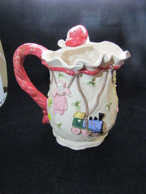 Fitz And Floyd Ceramic Pitcher Santa Pattern Estatesales Org