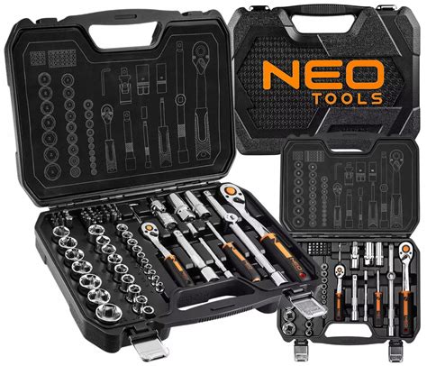 NEO TOOLS Klucze Nasadowe 1 2 1 4 Zestaw Narzędzi 73 el Walizka Stal