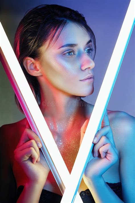 Woman Naked Neon Lights Stock Photos Free Royalty Free Stock Photos