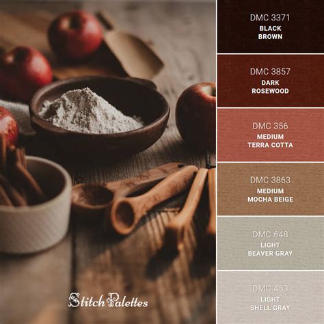 Apple And Cinnamon Embroidery Color Palette With Thread Codes