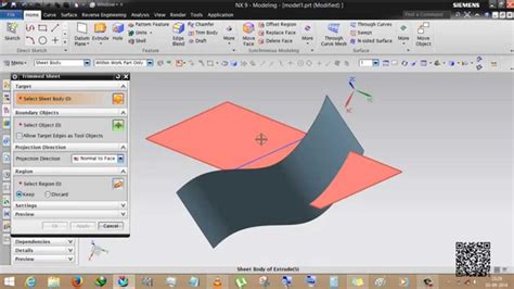 Siemens Nx Trim Body Split Body Divide Face Trimmed Sheet Youtube