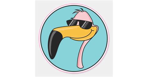 Cool Pink Flamingo In Sunglasses Classic Round Sticker Zazzle