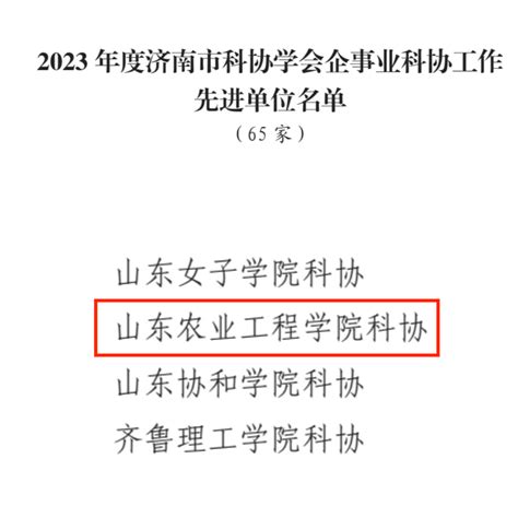 我校科学技术协会获评“山东省科协高校科协工作表现突出集体”及“济南市科协学会企事业科协工作先进单位” 山东农业工程学院