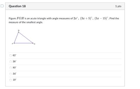 Solved Figure Fgh Is An Acute Triangle With Angle Measures