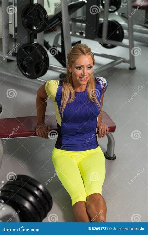Healthy Mature Woman Doing Exercise For Triceps Stock Image Image Of