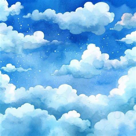 Ilustración acuarela de nubes en el cielo Foto Premium