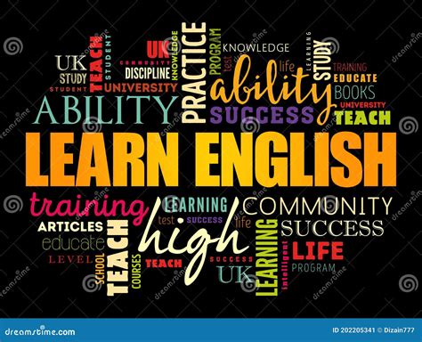 Learn English Word Cloud Collage Education Concept Stock Illustration