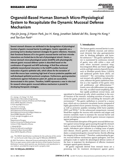 Pdf Organoidbased Human Stomach Microphysiological System To