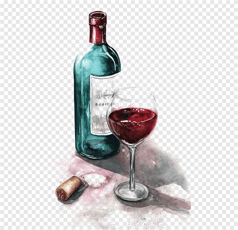 Red Wine Glass Bottle And Wine Glass Illustration Red Wine Watercolor