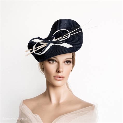 Navy Blue Fascinator Navy Blue Wedding Hat Straw Fascinator Navy Kentucky Derby Hat Blue And