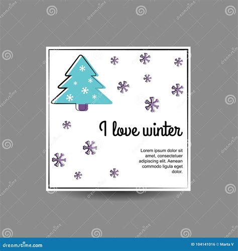 Greeting Card With Vector Winter Elements Stock Illustration