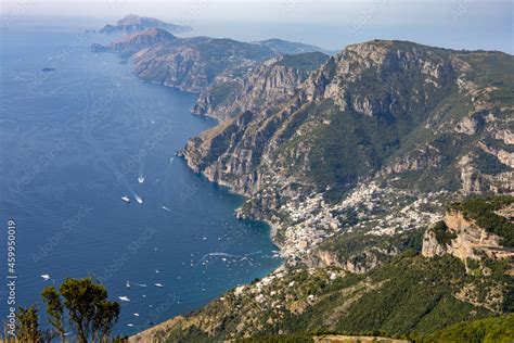 Beautiful View Of The Amalfi Coast Positano And Capri In The