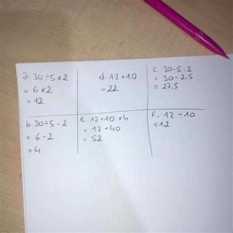 5 Effectuer les calculs suivants en détaillant toute les étapes du