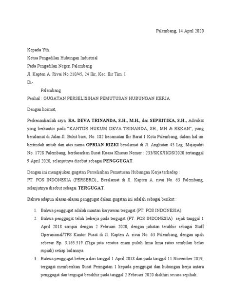 Surat Gugatan Phi Pdf