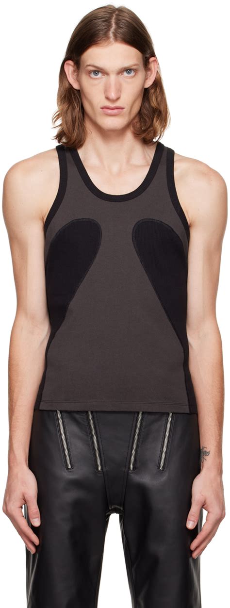 Dion Lee Gray Rib Shift Tank Top SSENSE