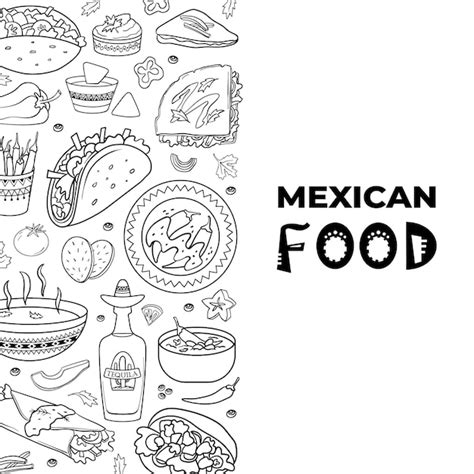 Esquema Marco Decorativo Con Comida Latina Conjunto De Cocina Mexicana