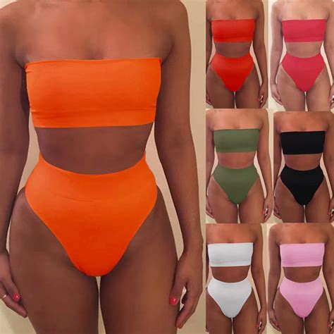 2019 Sexy Bikinis Women Bikini 2019 Set Off Shoulder Solid Bandage Push